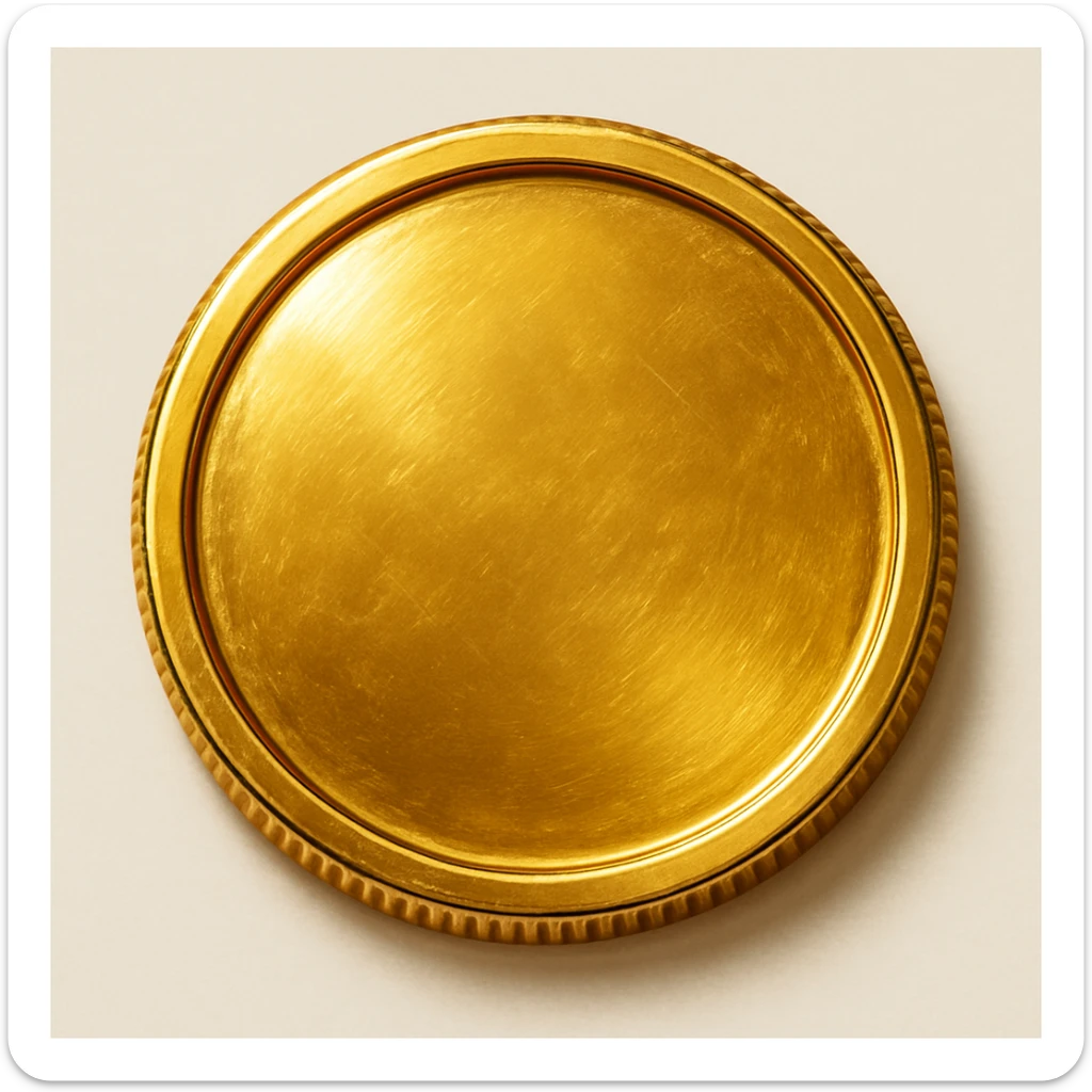 realistic emoji of a gold coin, shiny, lifelike, photorealistic sticker