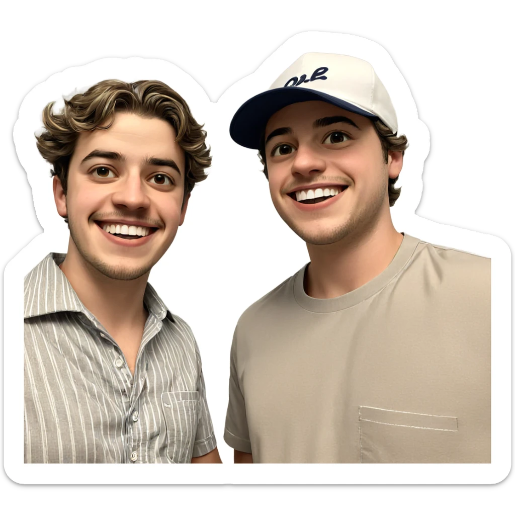 boys in striped shirts smiling sticker