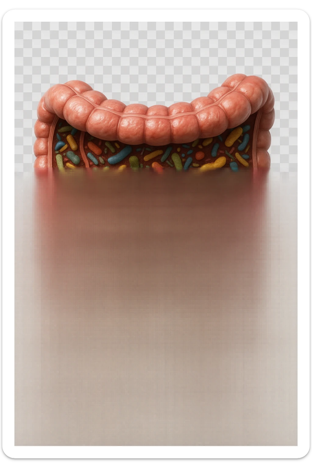 COLON DI UN INTESTINO UMANO ANATOMICO CON ALL'INTERNO PIENO DI BATTERI INTESTINALI, IPERREALISTICO 4K sticker