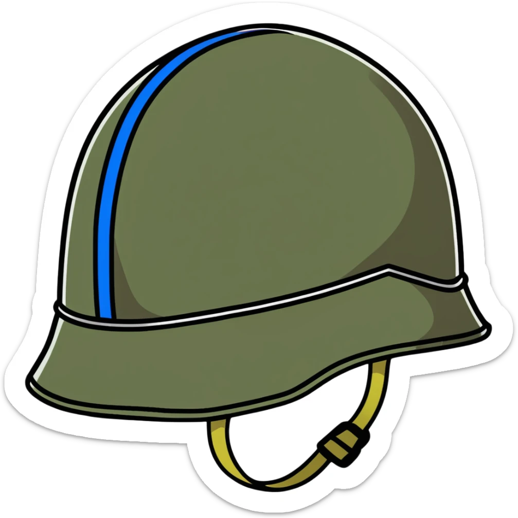 Modern Ukrainian military kevlar helmet with national blue and yellow markings sticker