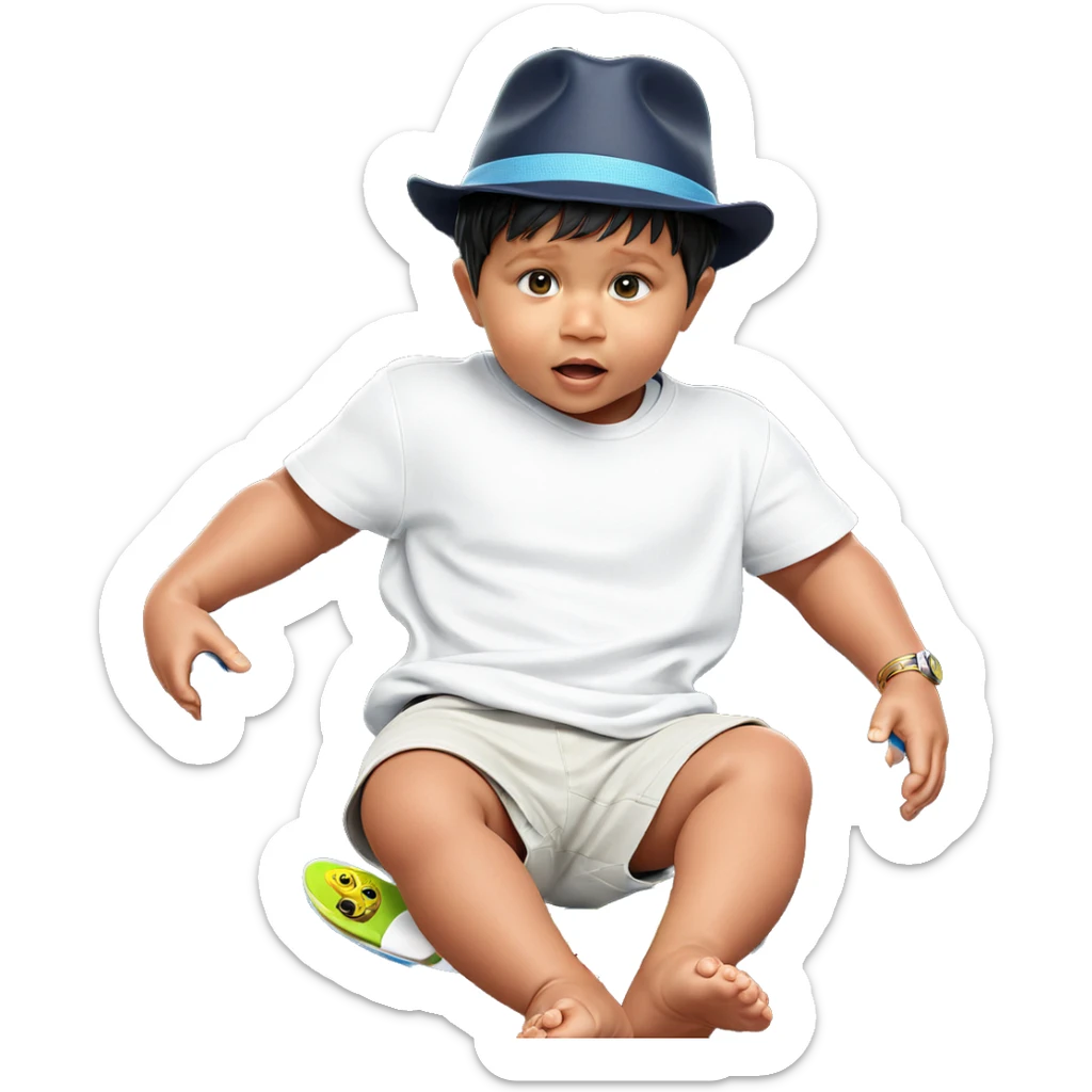 barefoot boy in a hat sticker