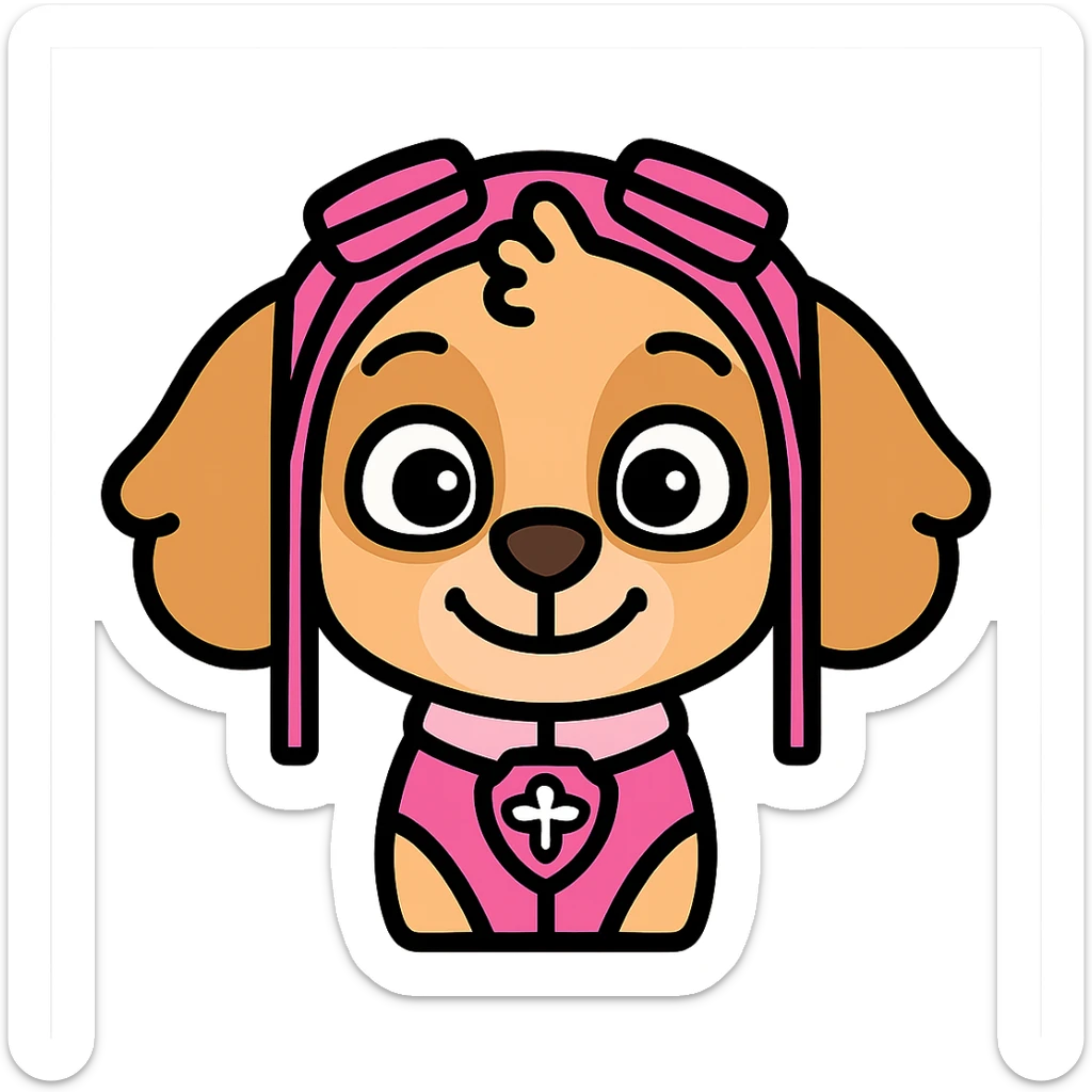 Puppy Patrol character Sky as a cute emoji, colorful icon style, friendly expression sticker