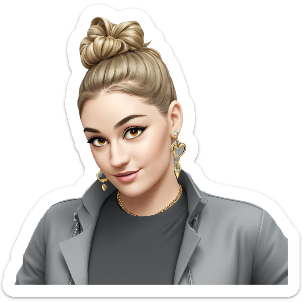 smiling girl in stylish jewelry sticker