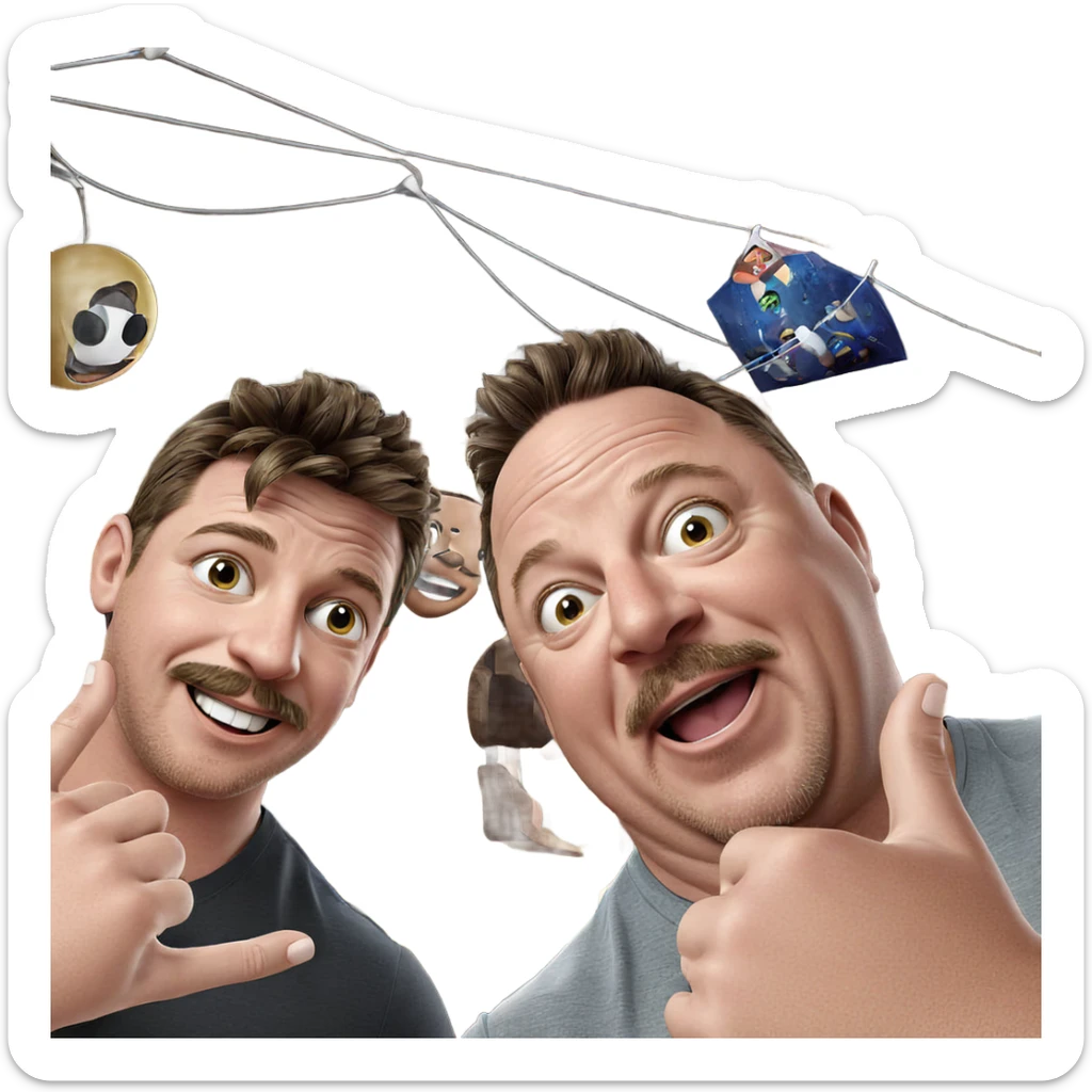 boys with smiles and mustaches sticker