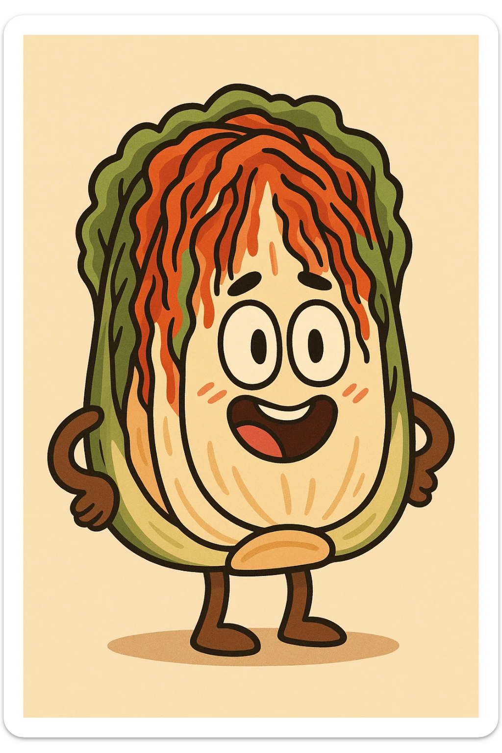cute cartoon style kimchi with simple background sticker