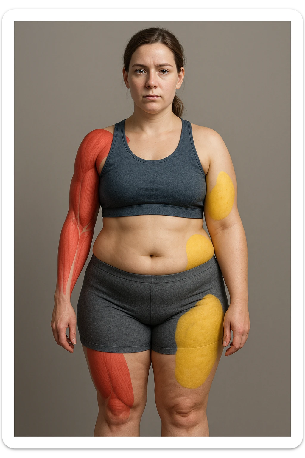 Donna Composizione Corporea Sbilanciata donna vestita su un corpo umano in 3D sticker