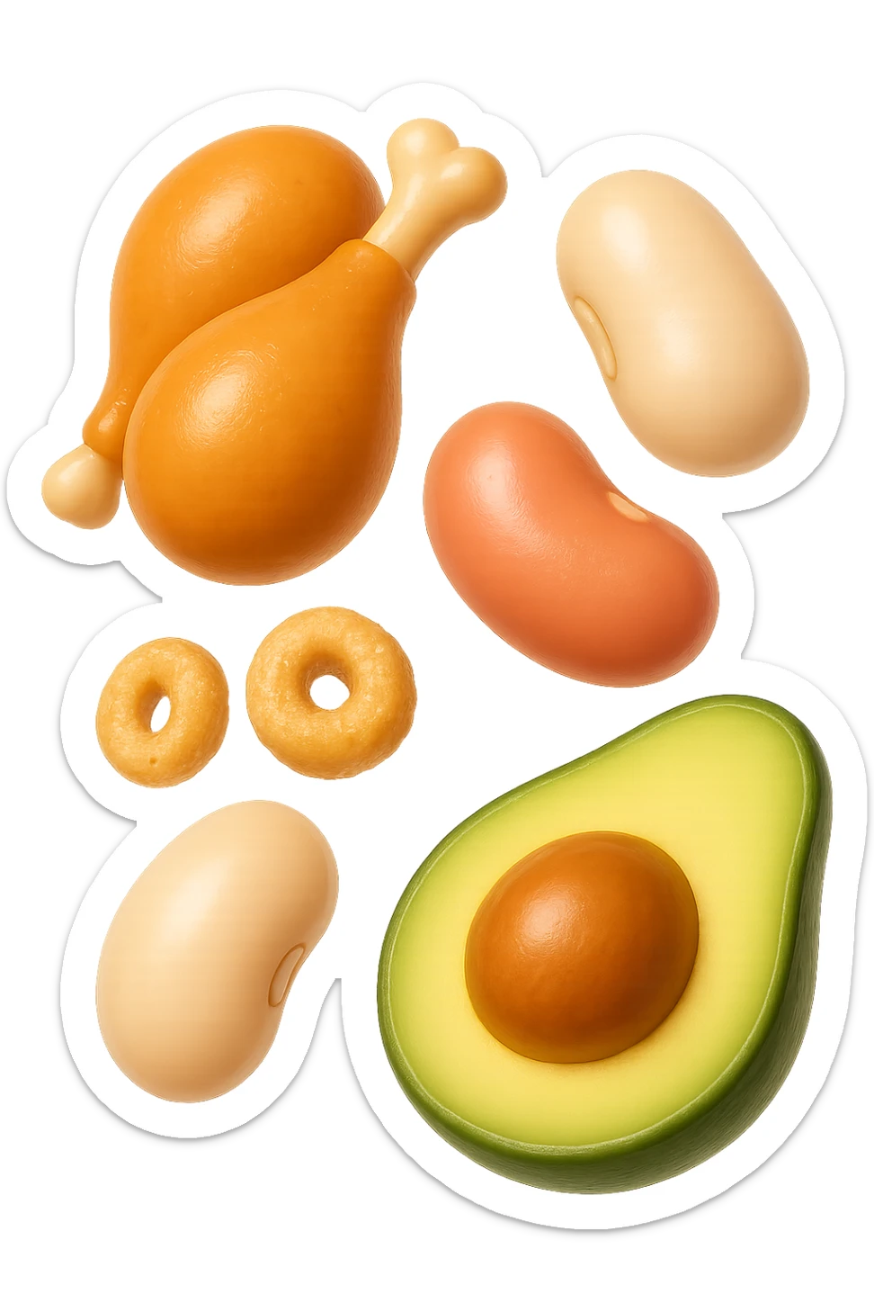 EMOJI STILE IPHONE 3D DI proteine, fibre, grassi sani che fluttuano in aria, iperrealistico 4k sticker