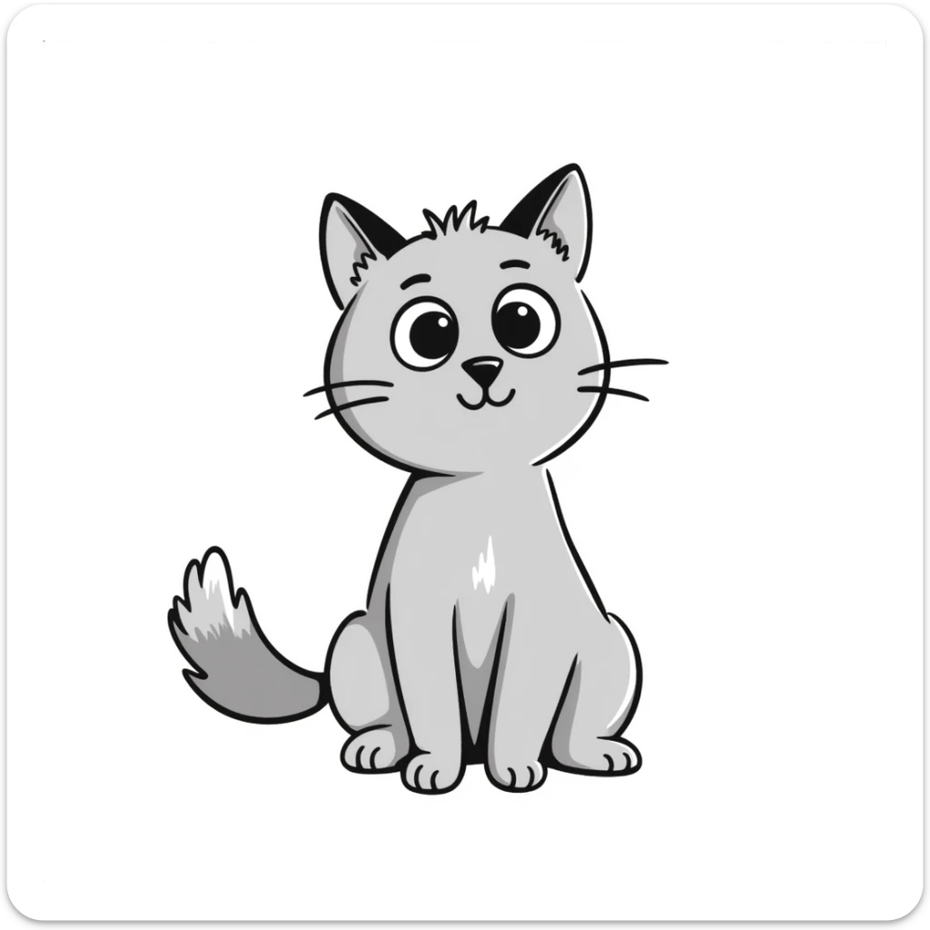gray cat sticker
