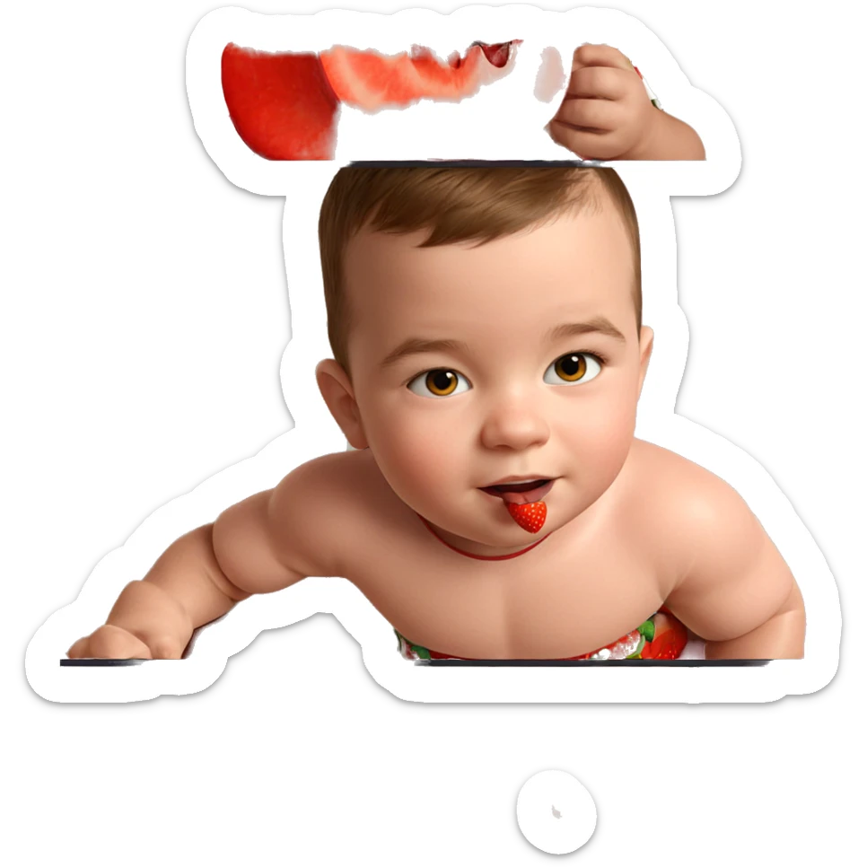 boy with strawberry print shirt sticker