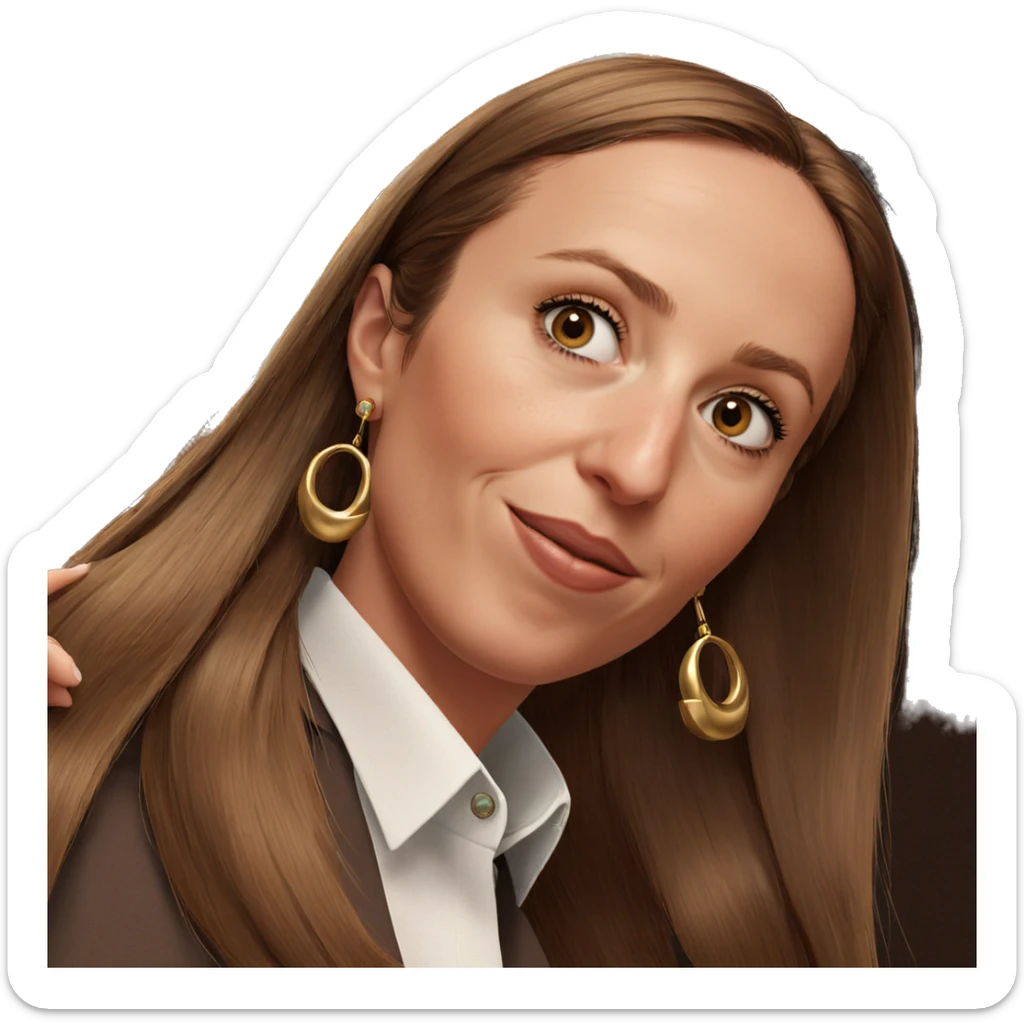 brown haired girl with earrings sticker