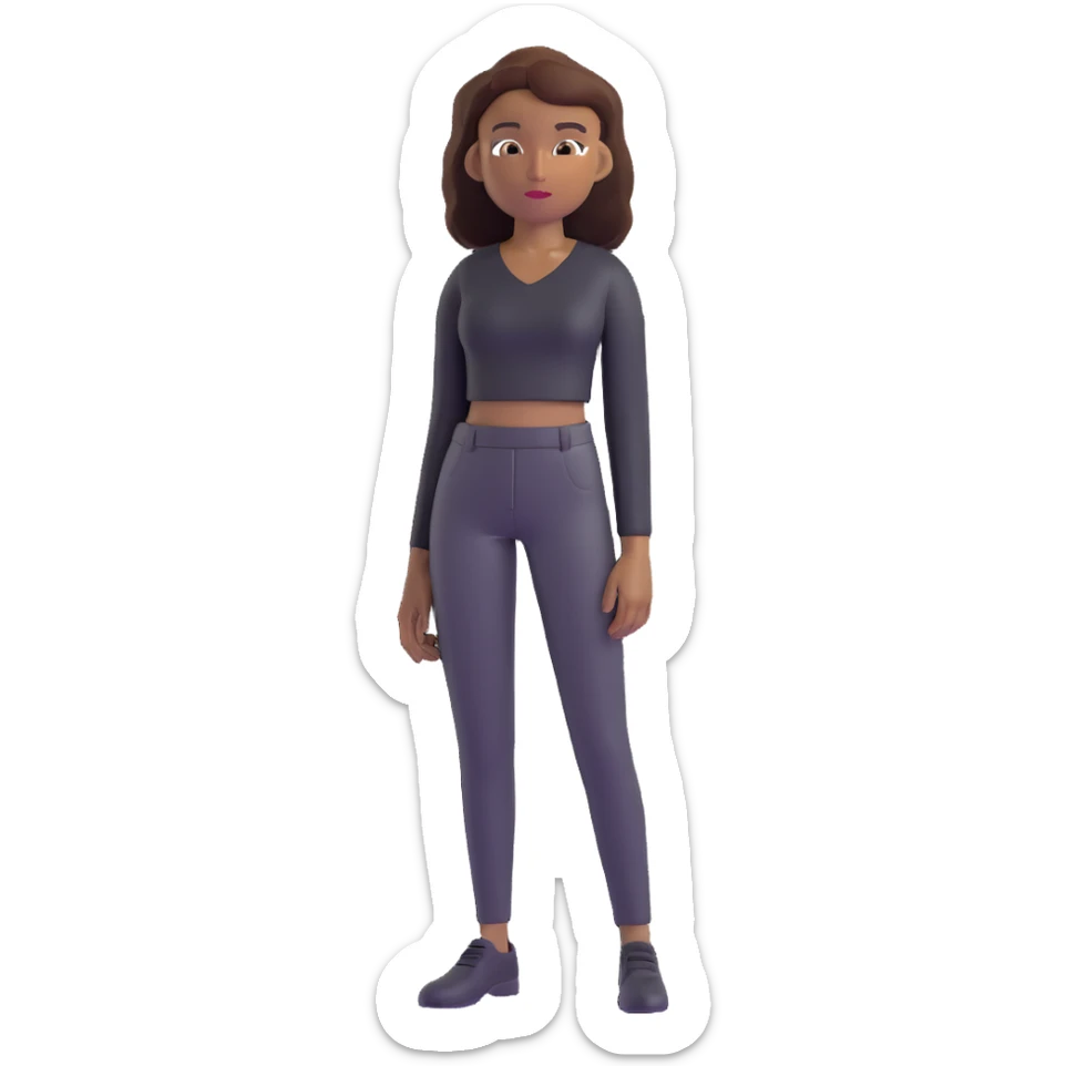 personaje con piel marrón, pelo peinado para el lado, ropa negra, pantalones un poco bajados sticker