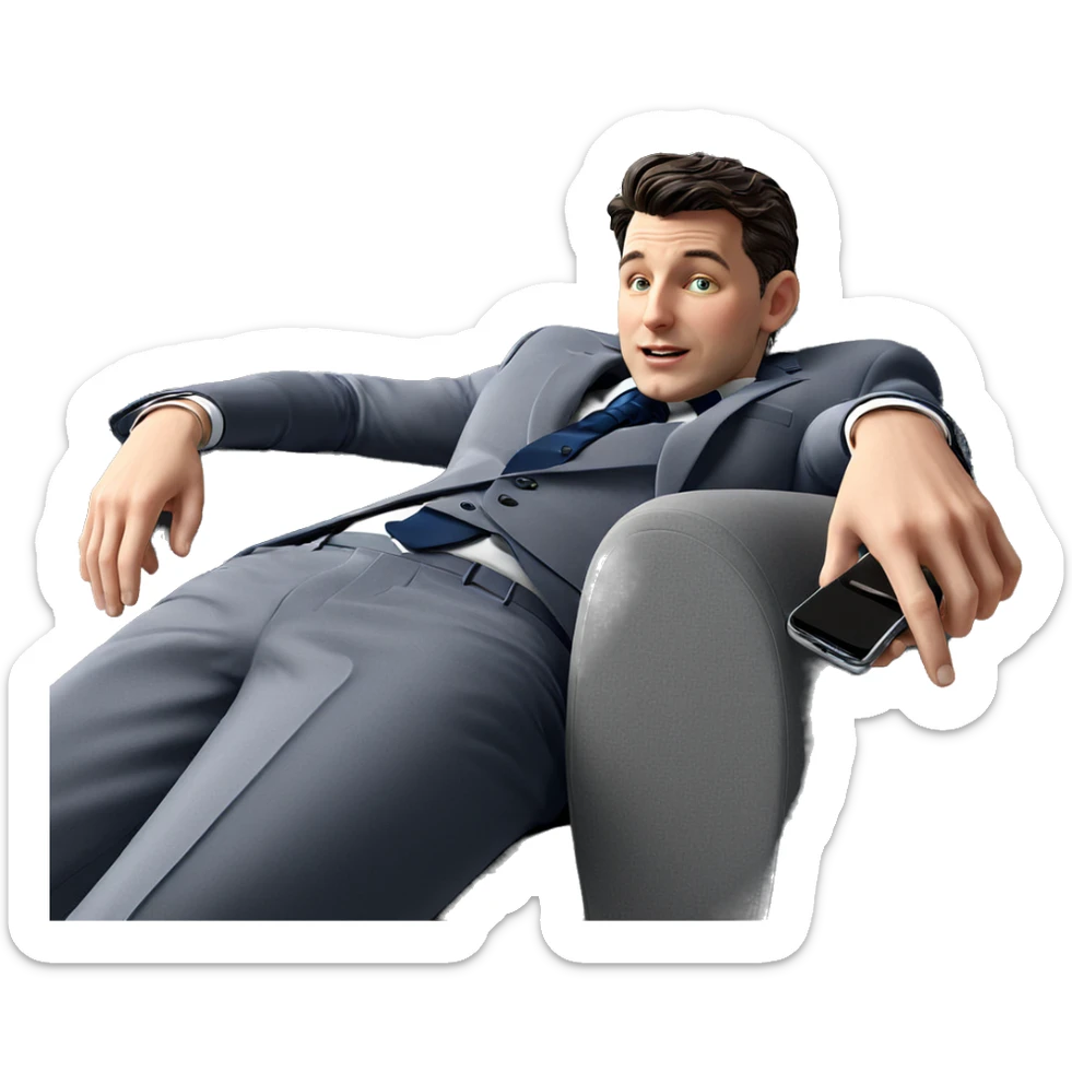 formal attire with phone indoors sticker