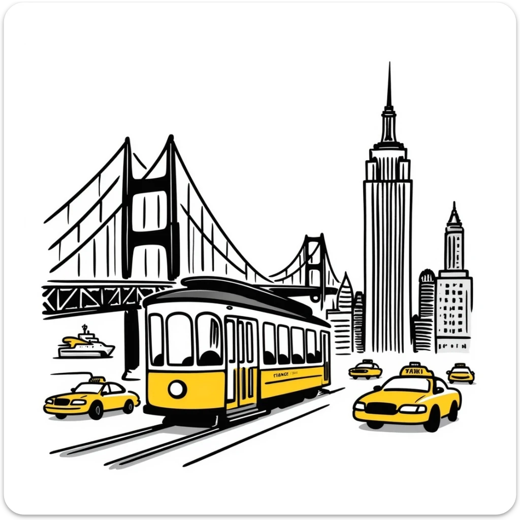 city landscape of San Francisco mixed in with new york  sticker