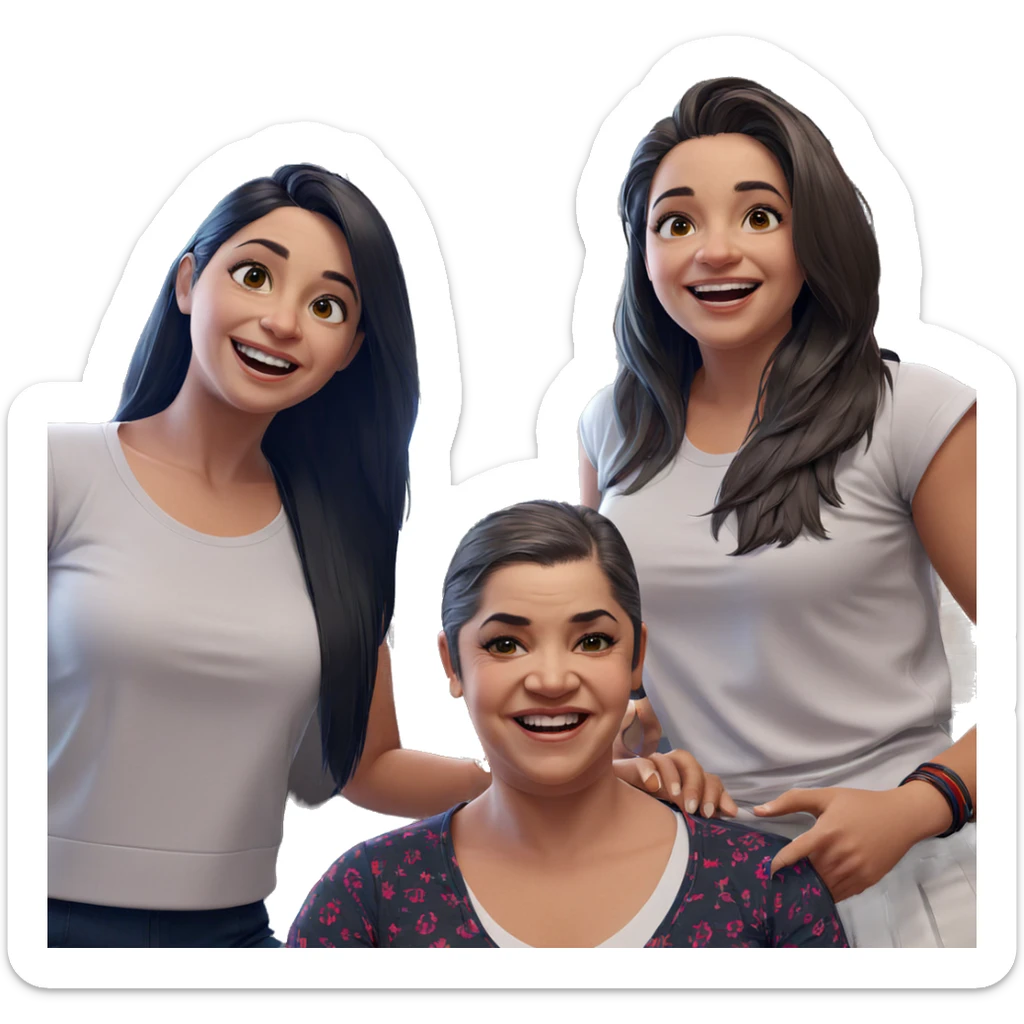 smiling girls by the window sticker