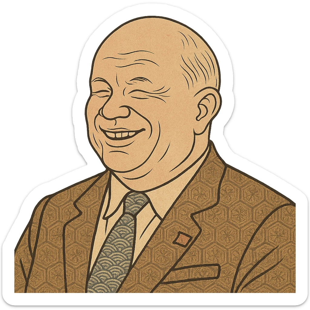 ukiyo-e style portrait of Nikita Khrushchev smiling sticker