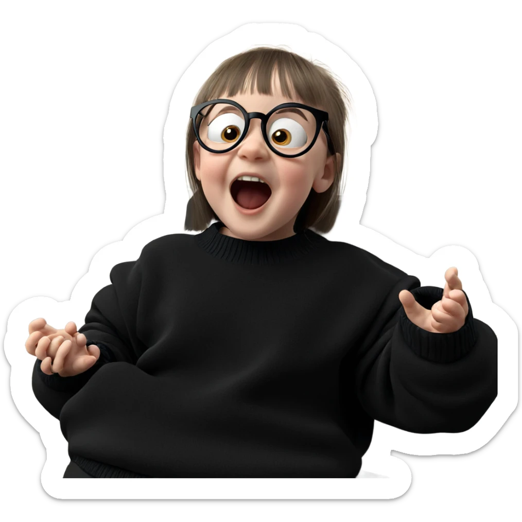 girl in glasses with sweater sticker