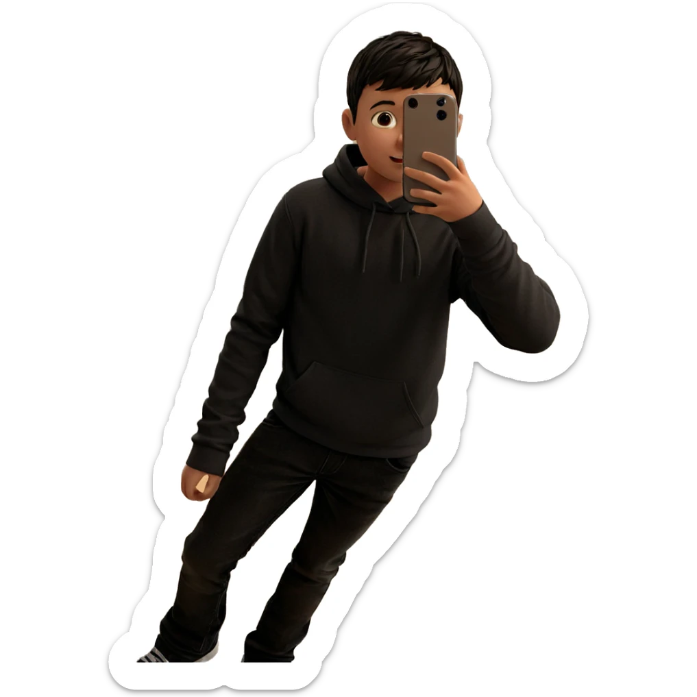 boy taking selfie indoors sticker
