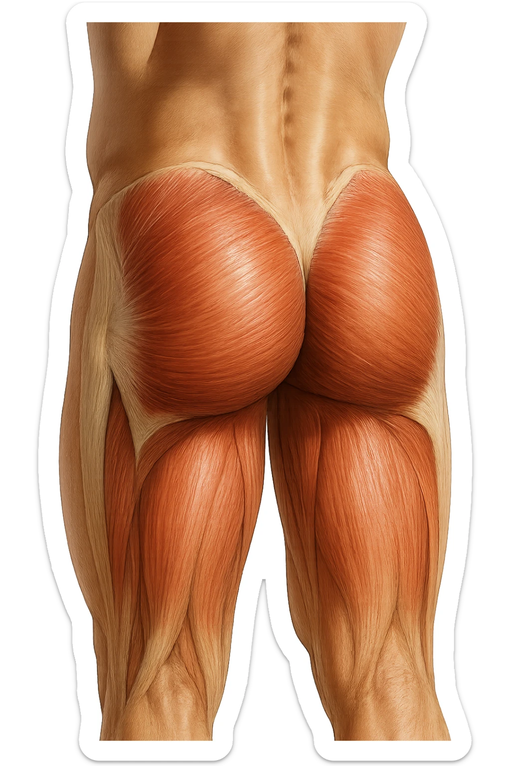 MUSCOLI DEL GLUTEO DI UN CORPO UMANO ANATOMICO REALISTICO, iperrealistico 4k sticker