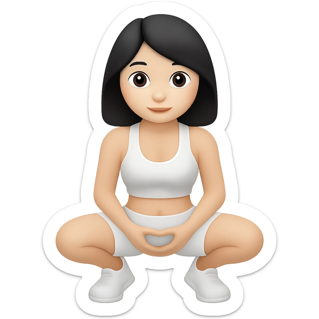 Change hair color to black, keep the rest the same, SFW, in apple emoji style with no background. sticker