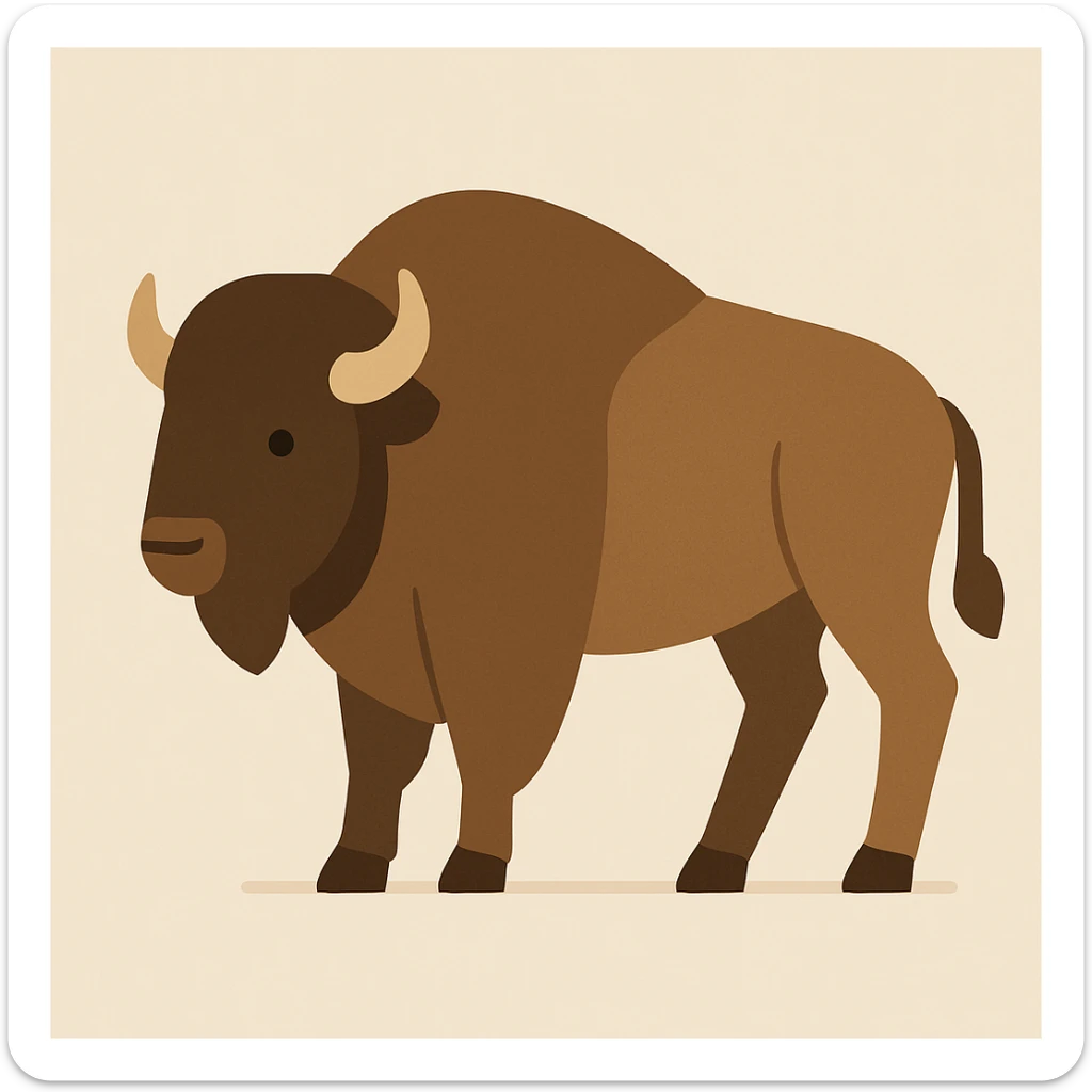 Flat design style bison sticker