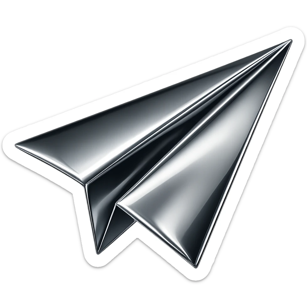 paper airplane in chrome style colorful sticker