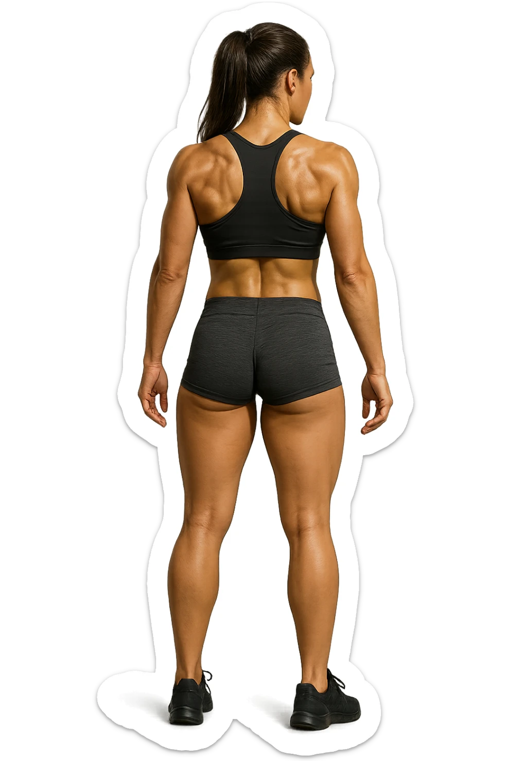 fitness woman di spalle in gym shorts sticker