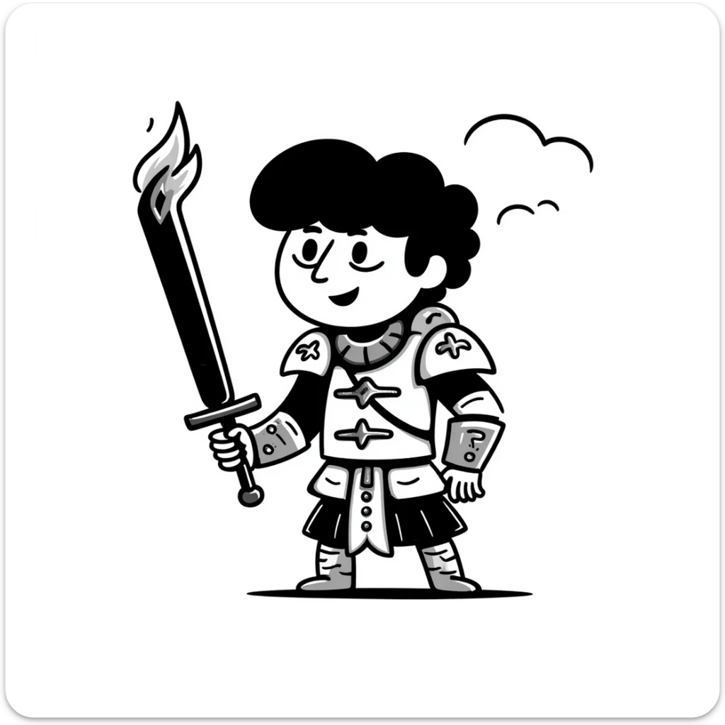 Emperor of Mankind from Warhammer 40K with golden armor and a large flaming sword sticker