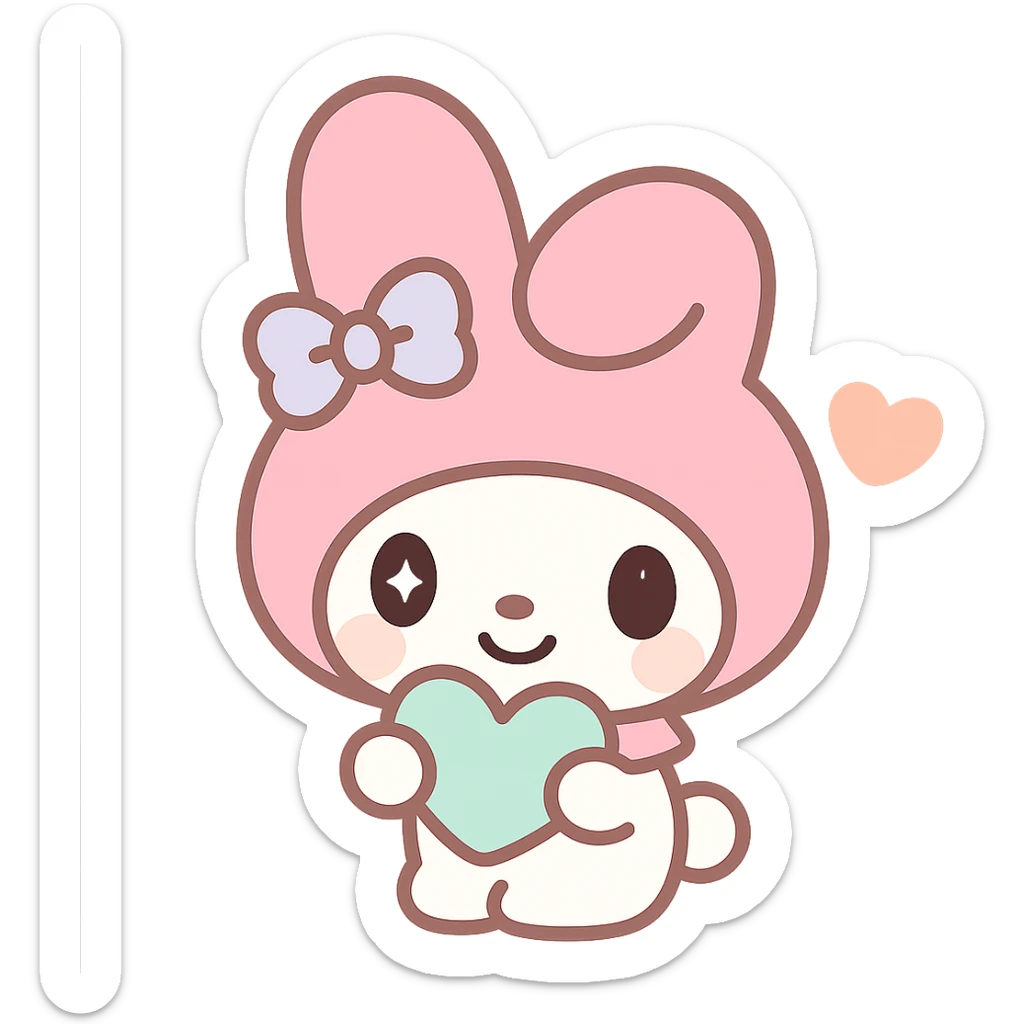 My Melody smiling with a heart wearing pink hood, soft and adorable style emoji sticker