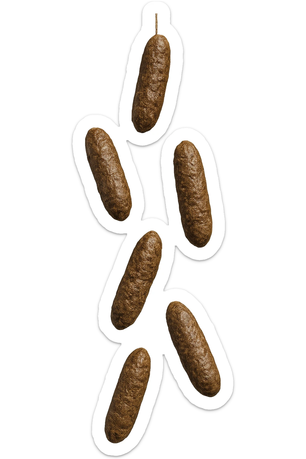 FECI DI ANIMALE A PALLINE UN PO' ALLUNGATE CADONO DALL'ALTO VERTICALMENTE, IPERREALISTICO 4K sticker