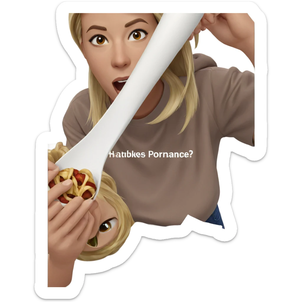 blonde girl enjoying food pov sticker