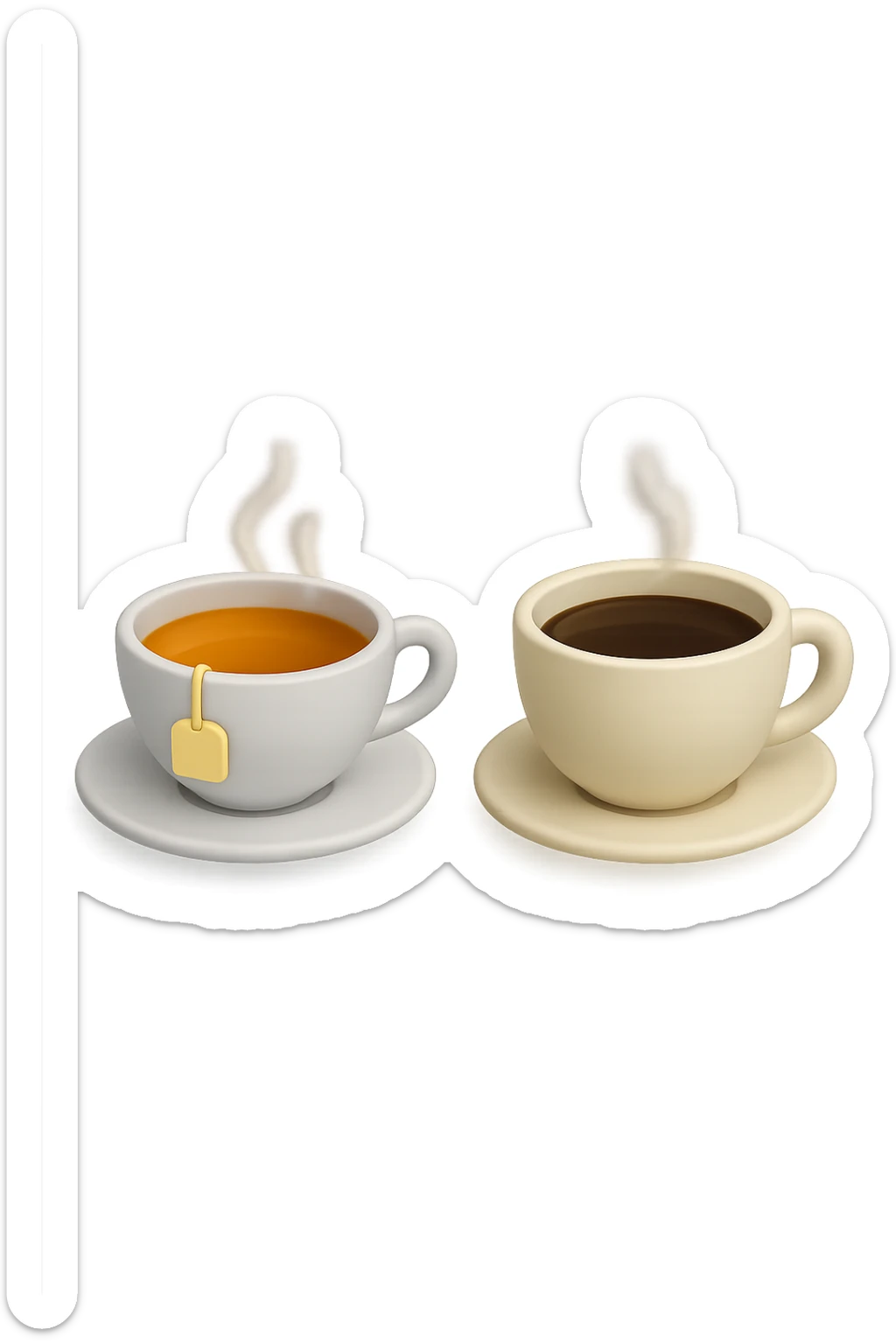 emoji 3d stile iphone che rappresenta una tazza di thè accanto ad una tazzina di caffè 3d sticker