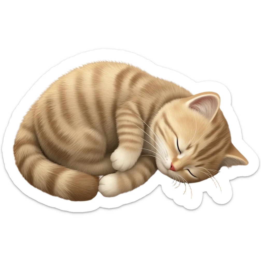 iPad icon bronze metallic with cute fluffy kitty sleeping above regular wood floor sticker