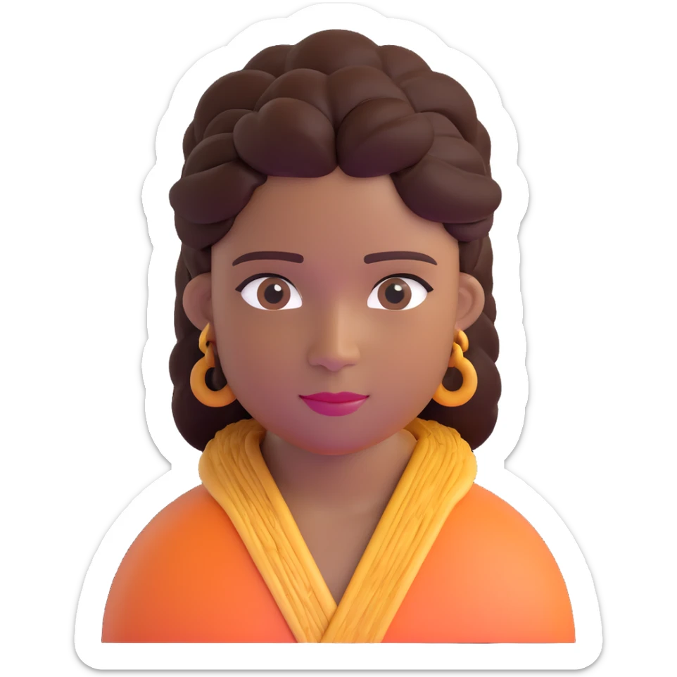 Fijian person with buiniga hairstyle, brown skin sticker