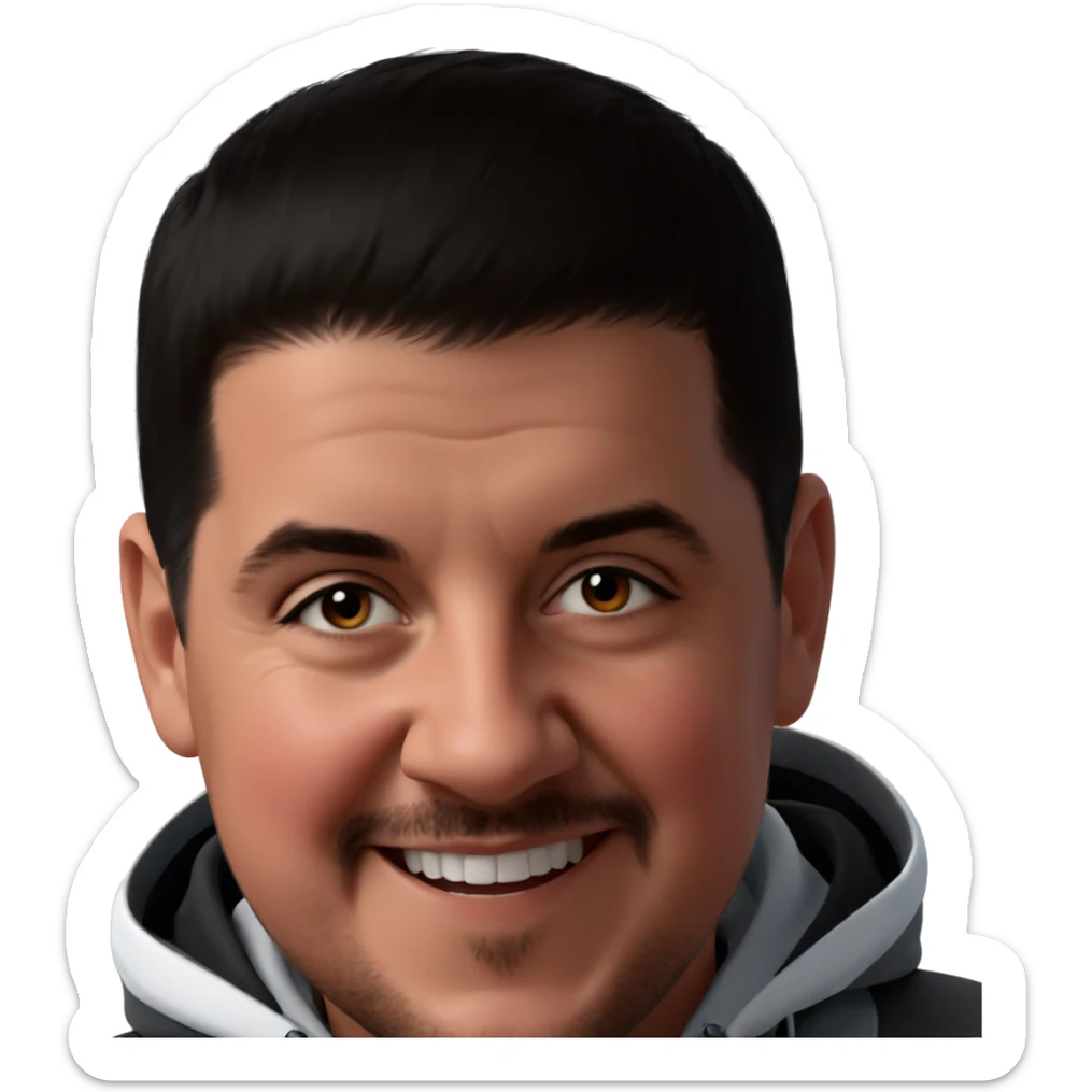 smiling boy portrait with black hair sticker