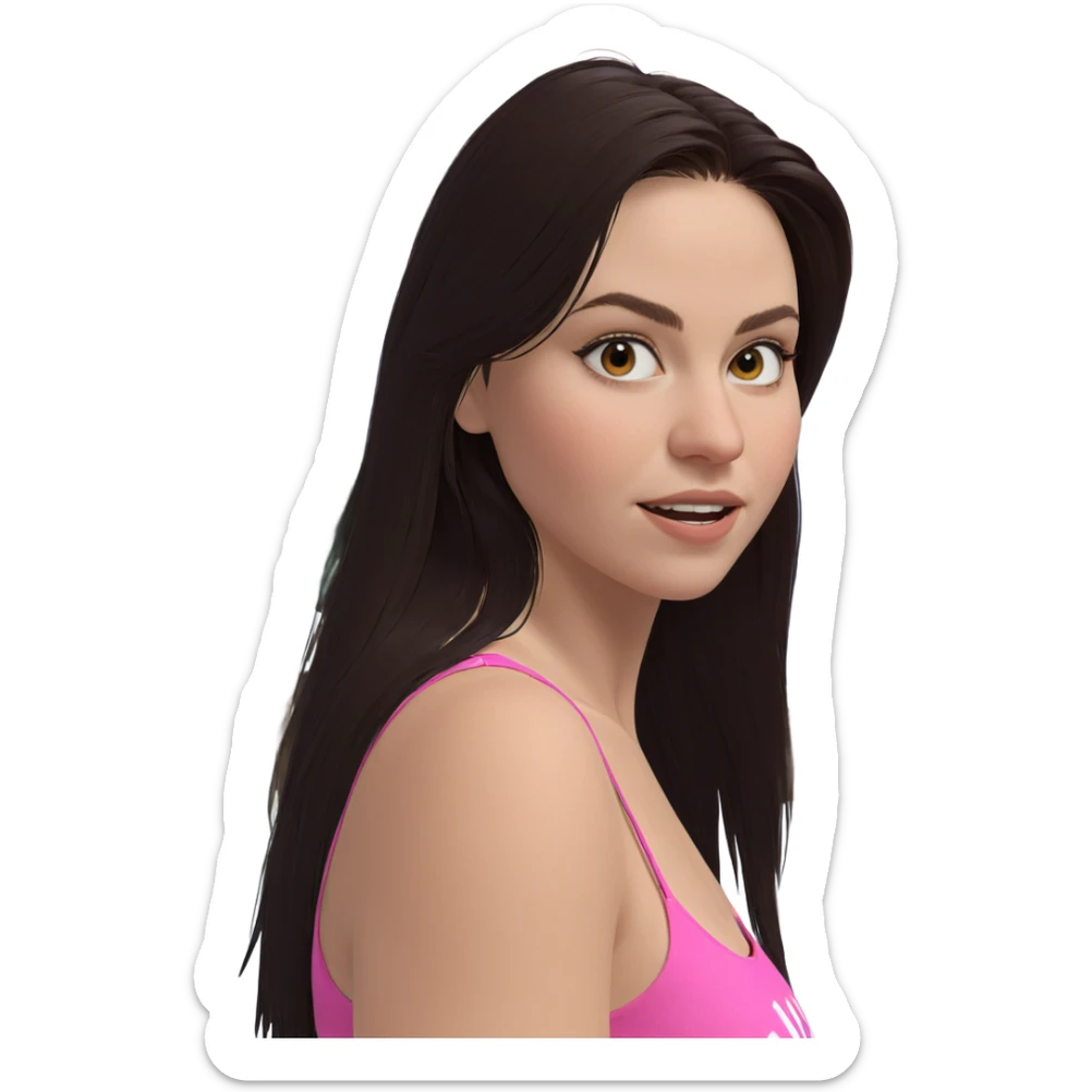 girl in snow by tree sticker