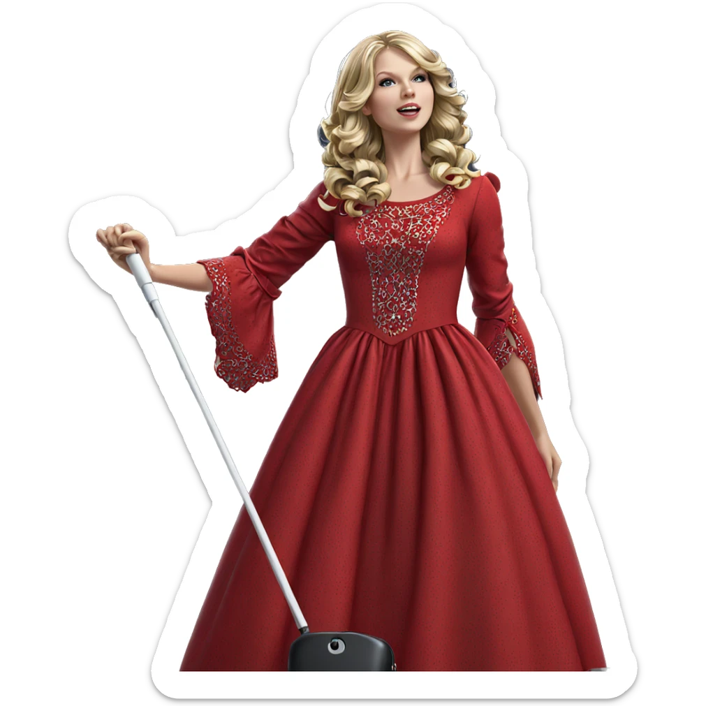 blonde girl in red dress sticker