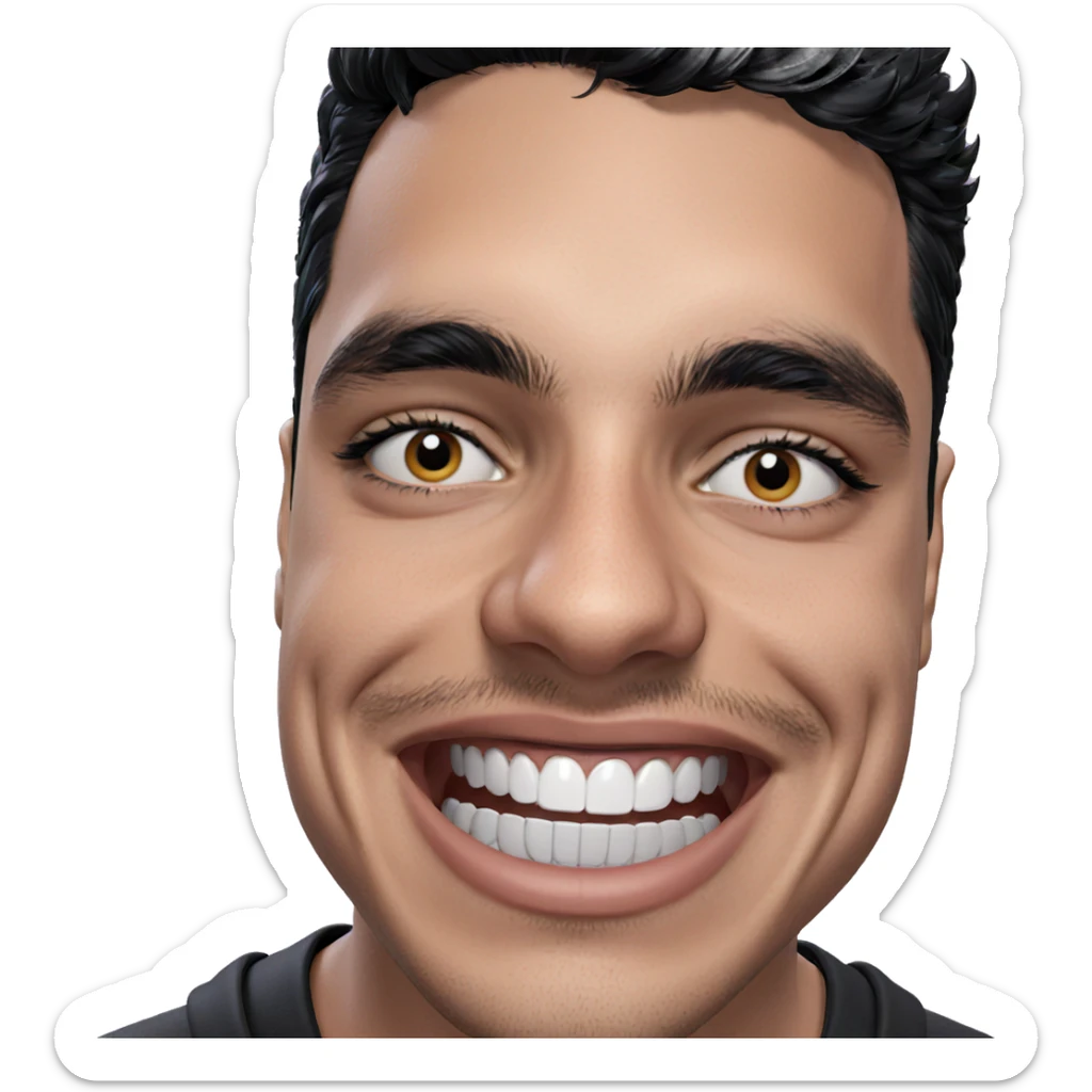 smiling boy with black hair sticker