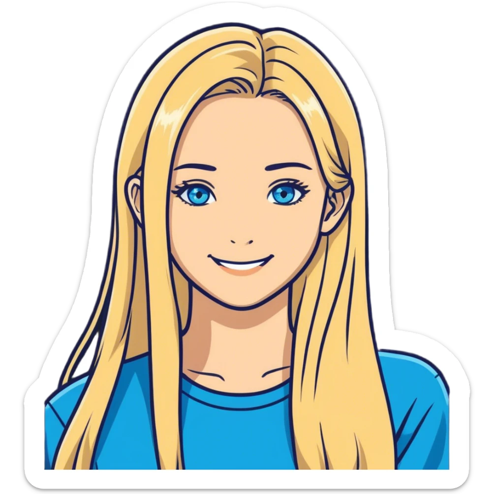 beautiful white girl with long straight blonde hair und blue eyes  sticker