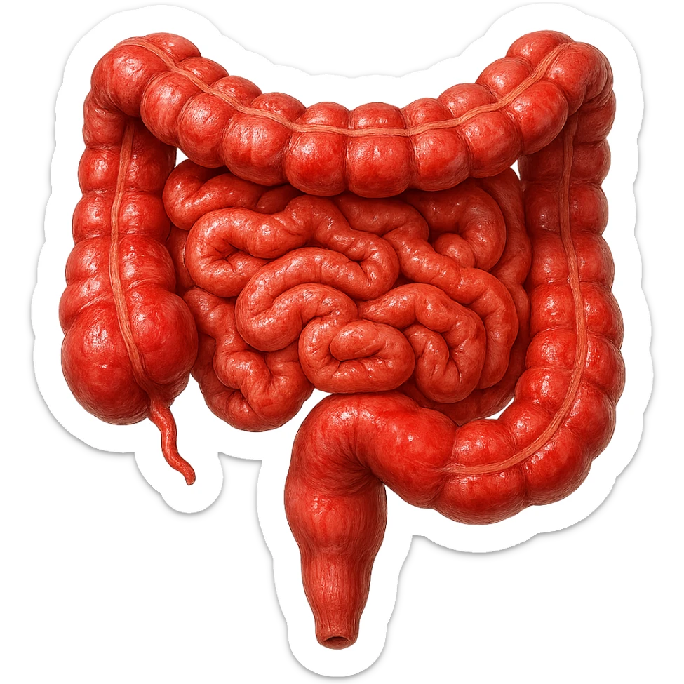 intestino umano anatomico realistico infiammato iperrealistico 4k sticker