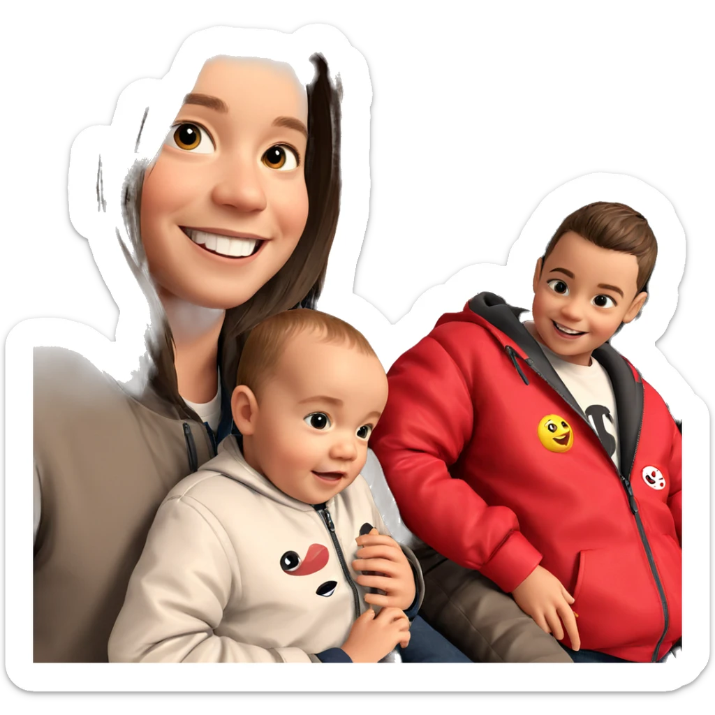 smiling boys in jackets portrait sticker