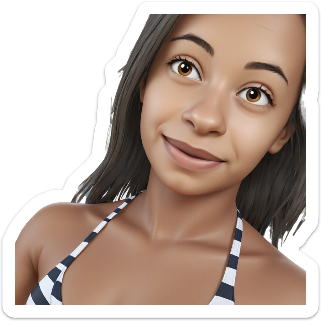 smiling girl in striped bikini sticker