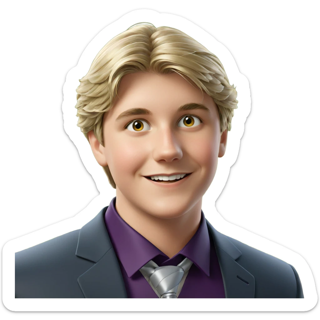 smiling boy in formal attire sticker