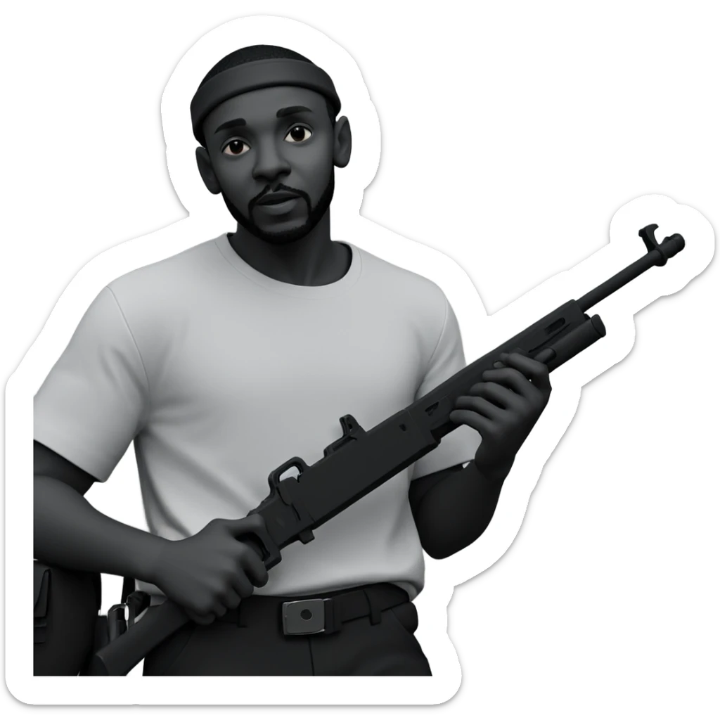 monochrome boy with weapon sticker