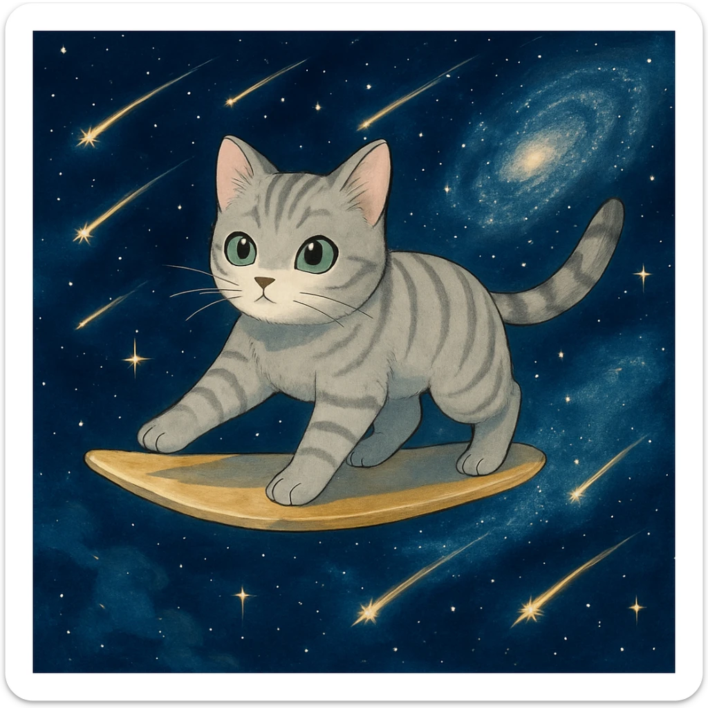 Add shooting stars to the background while keeping the anime style of the image. sticker