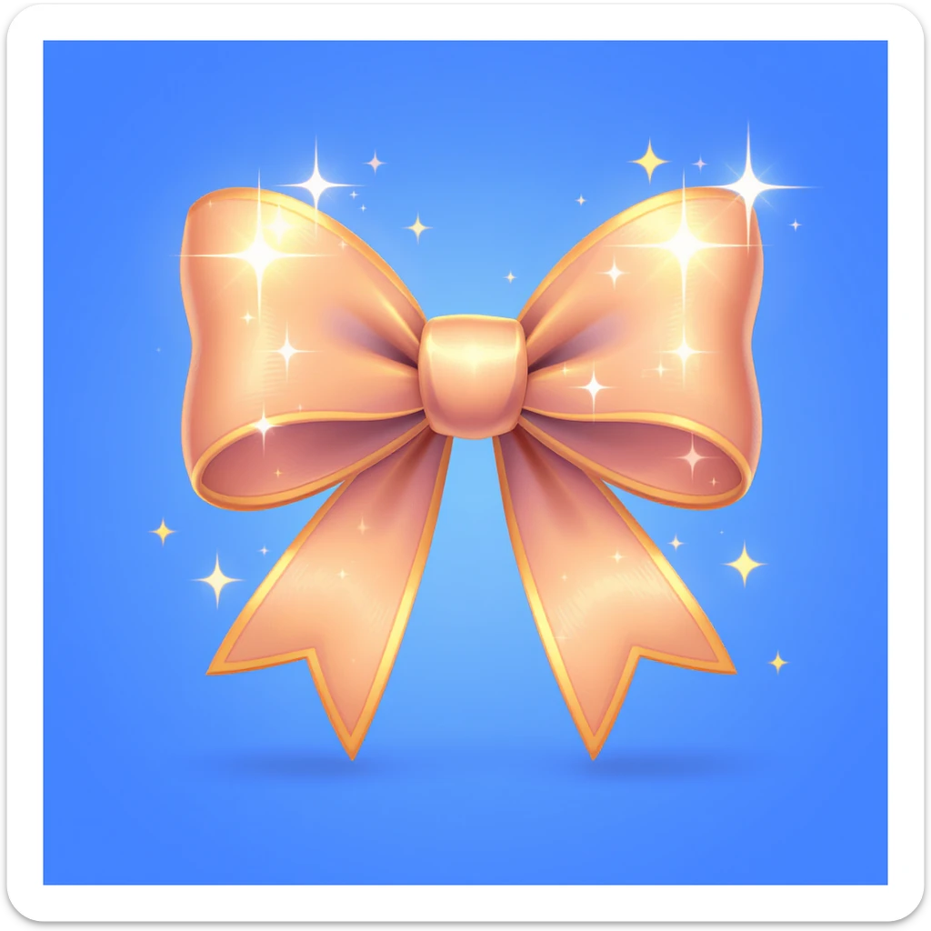 bow emoji, cute and shiny, with sparkles, no background sticker