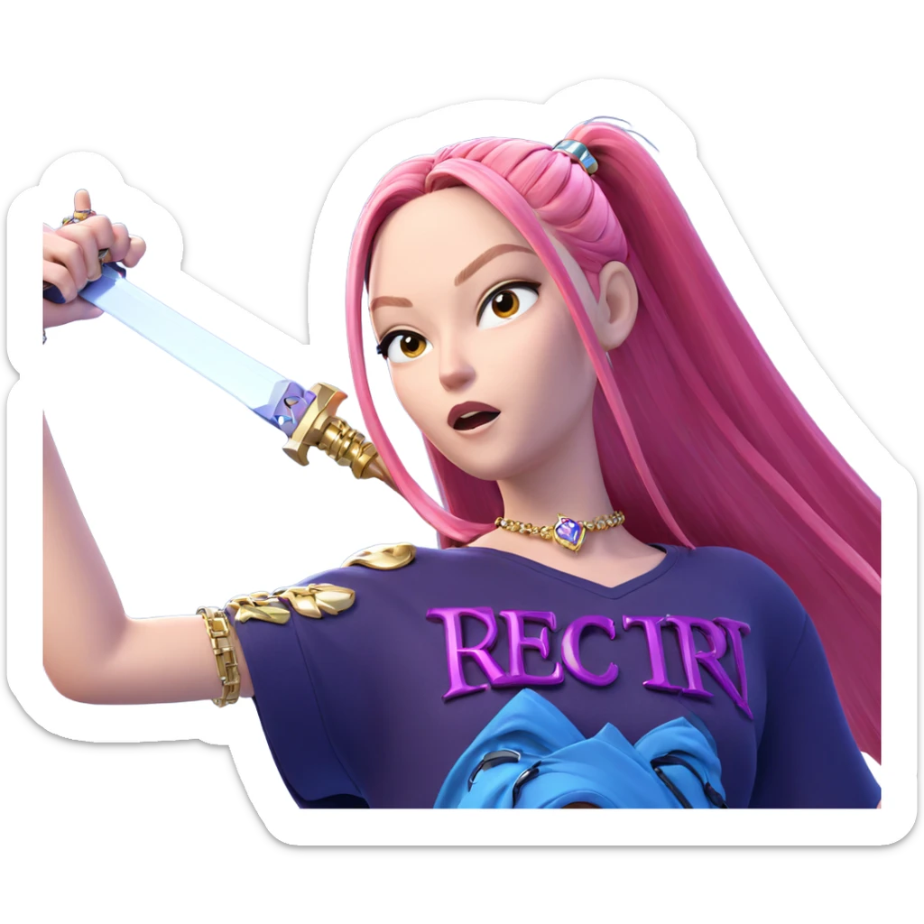girl with jewelry and weapon sticker