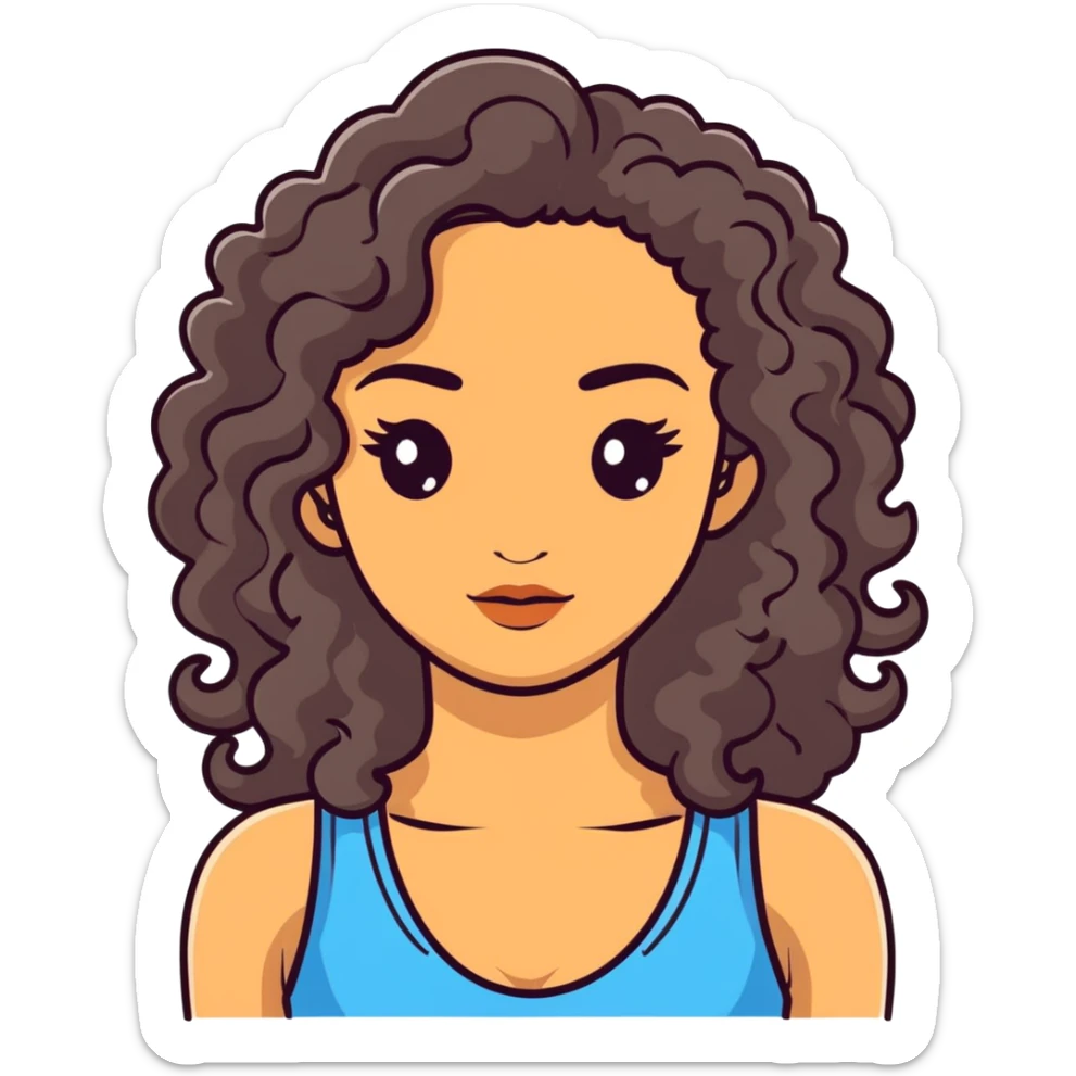 attractive Greek woman with long curly dark brown hair and light skin sticker
