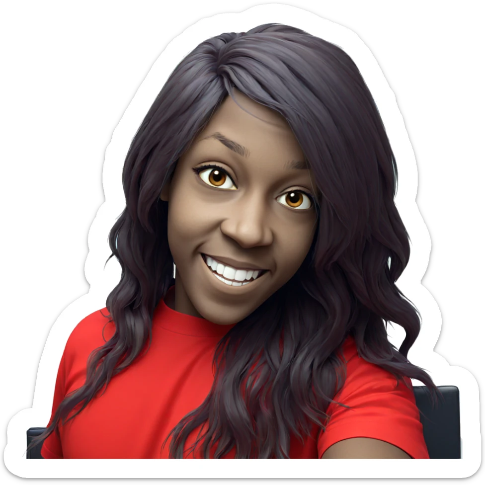 smiling boy with long hair sticker