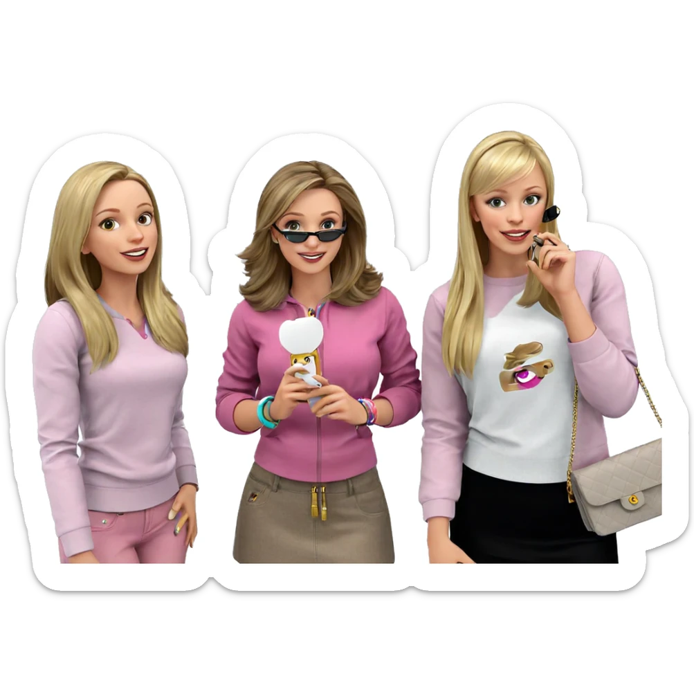 happy girls with stylish accessories sticker