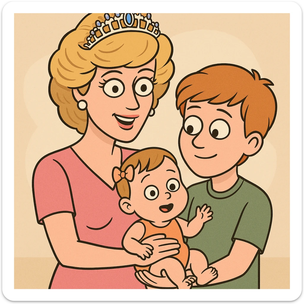 Princess Diana a baby Girl mom and a boy holding the baby sticker